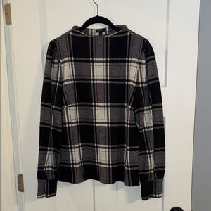 Talbots Monochrome Plaid Knit Top